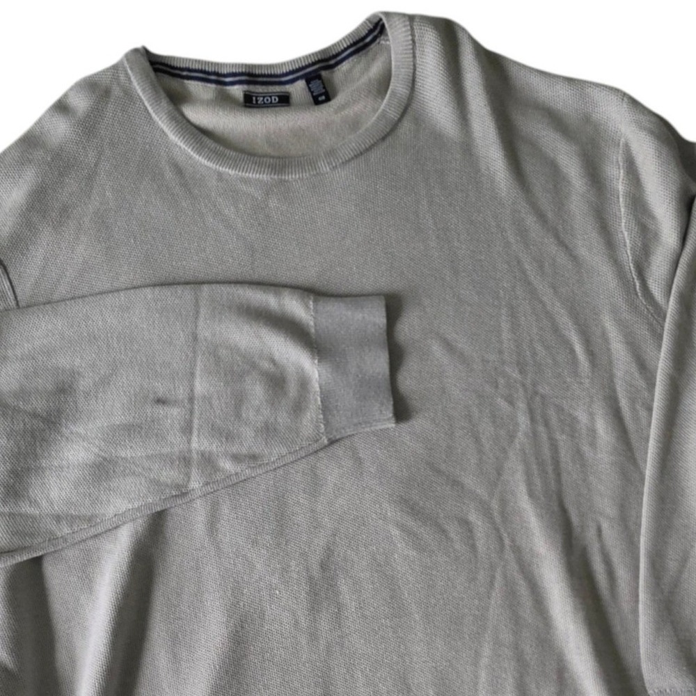 Izod Mens Crewneck Sweater Light Gray Textured Knit 4XB 4XL Big